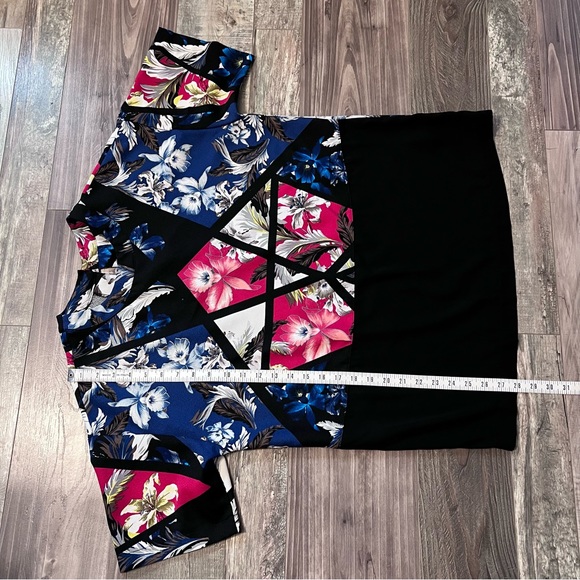 ASOS Womens Color Blocked Hawaiian Geometric Mixed Media Top US Size 6 Pink Blue - Picture 16 of 16